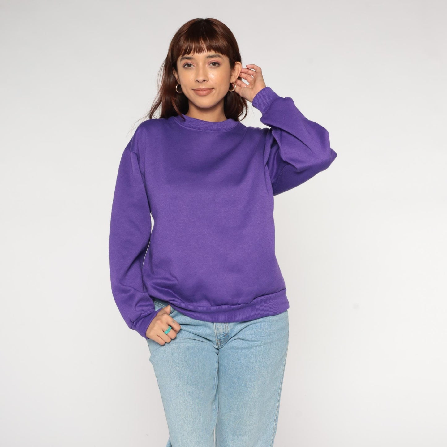 90s Purple Crewneck Sweatshirt Heavy Weight Cotton Blend Small S
