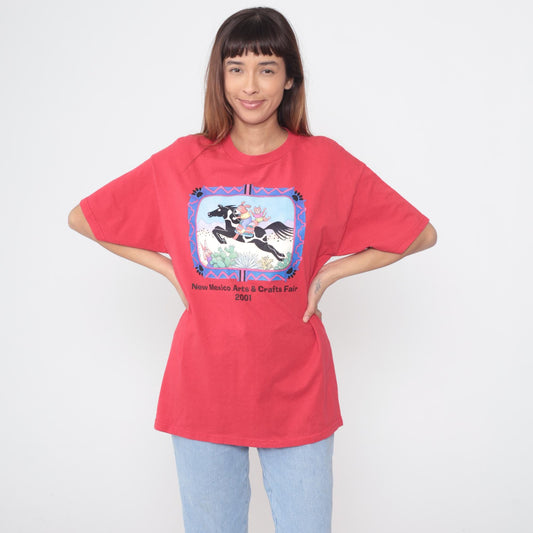 90s New Mexico Arts & Crafts Fair Graphic Tee Red Cotton Large L