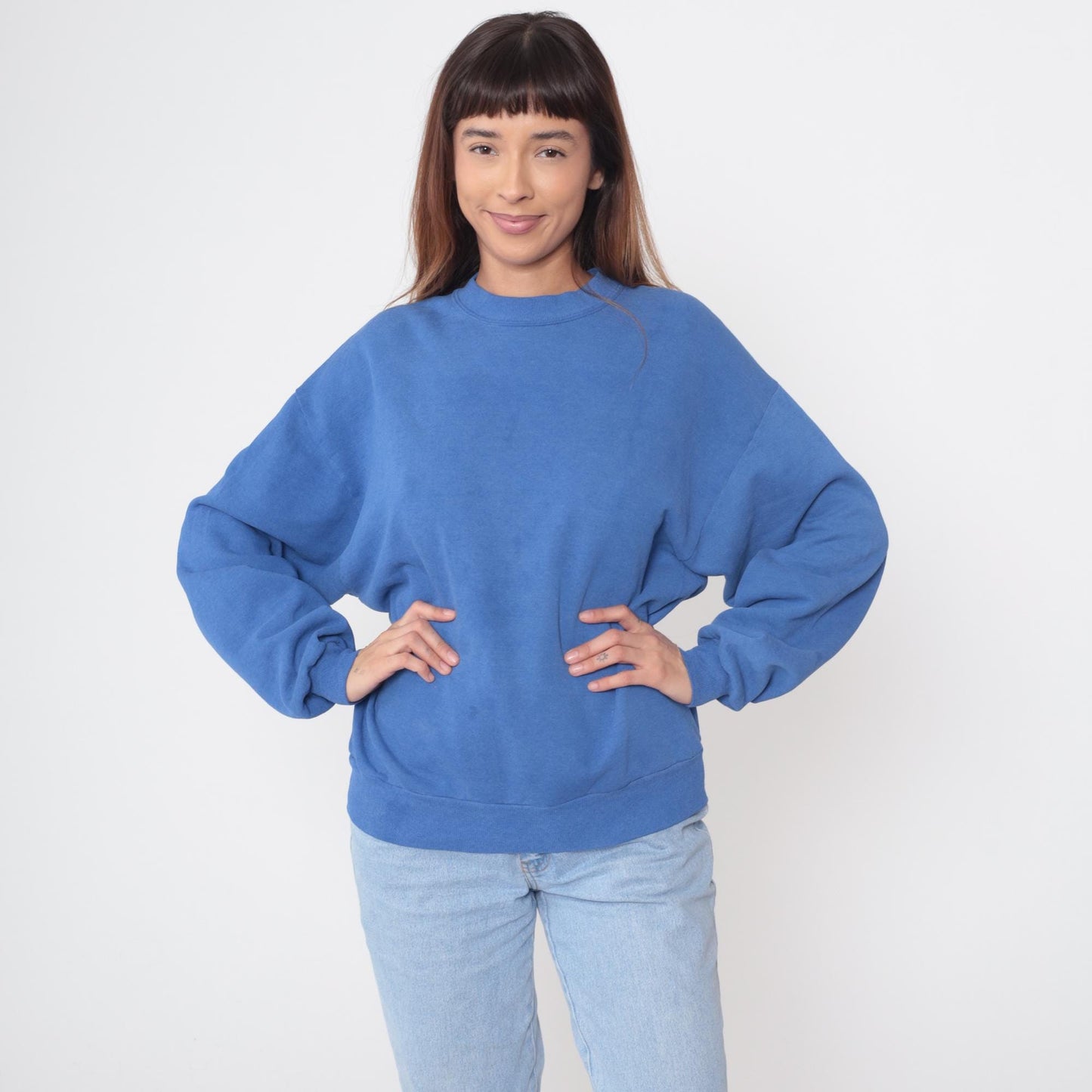 90s Jerzees Blue Crewneck Sweatshirt Cotton Pullover Large L