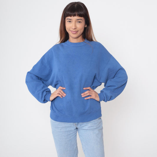 90s Jerzees Blue Crewneck Sweatshirt Cotton Pullover Large L