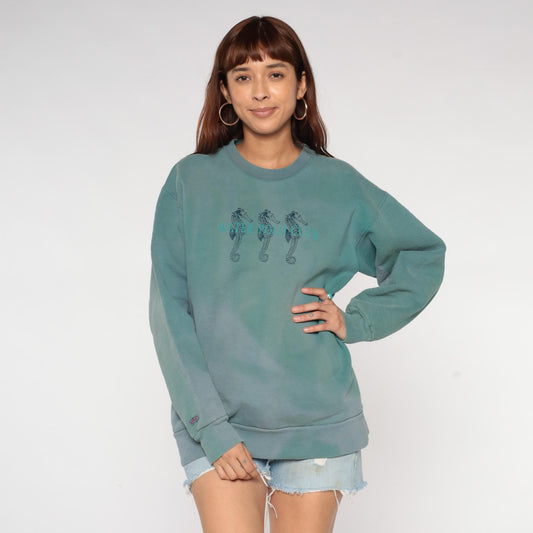 90s Jansport Water Polo Club Sweatshirt Sage Green Seahorse Graphic Large L