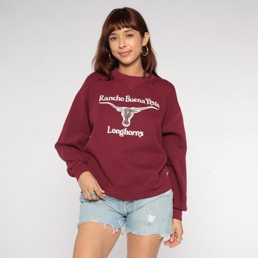 90s Russell Athletic Burgundy Longhorns Crewneck Sweatshirt Large L