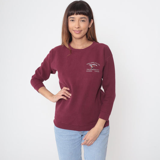 90s Burgundy Alaska Yukon Sweatshirt Trek Over The Top Dawson City Small
