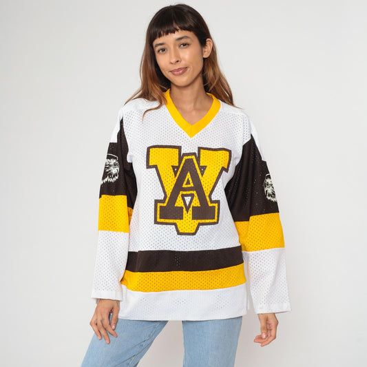80s Westwood Sports Hockey Jersey Eagle Logo Colorblock White Medium M