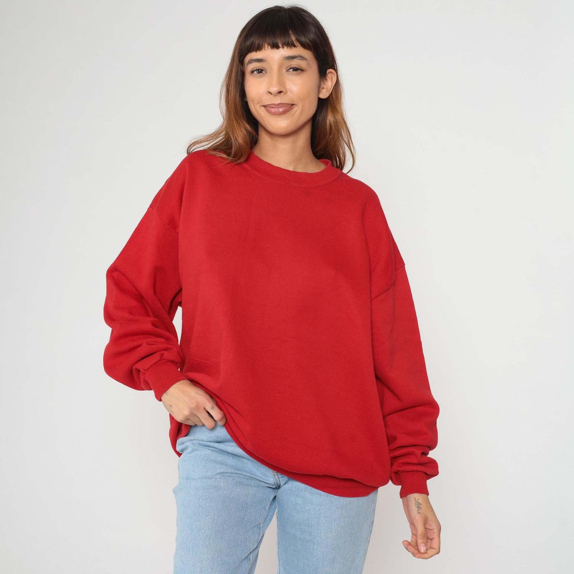 90s Jerzees Red Sweatshirt Plus Size XXL Crew Neck Cotton Pullover
