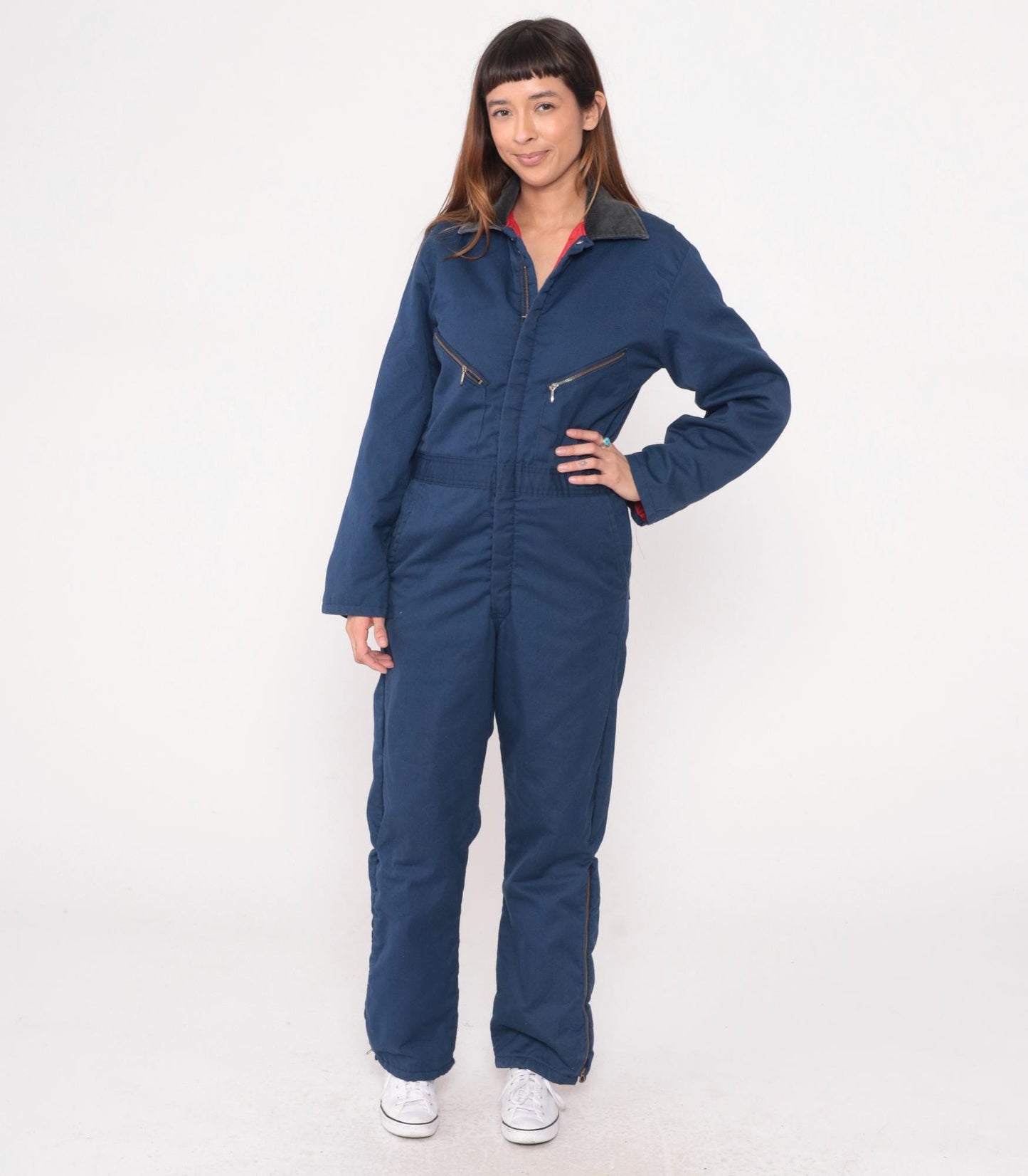 90s Walls Blizzard Pruf Navy Coveralls Zip Front Workwear Small