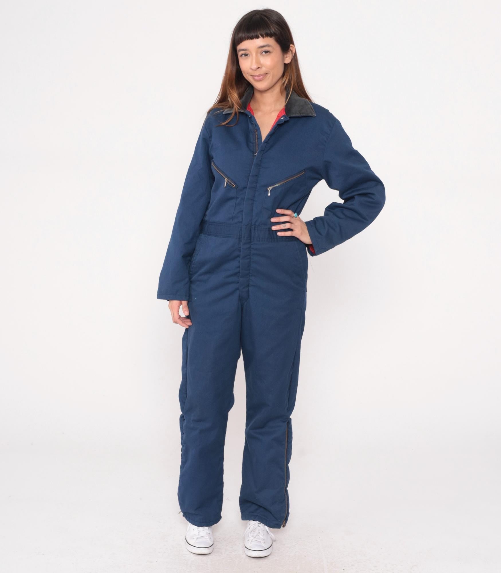 90s Walls Blizzard Pruf Navy Coveralls Zip Front Workwear Small