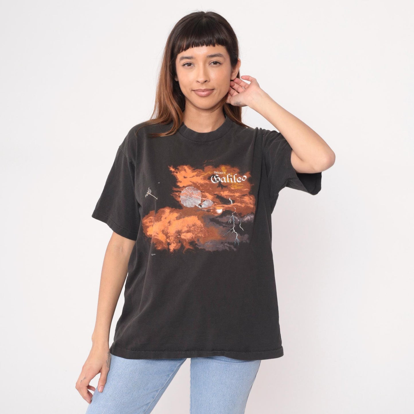 90s Project Galileo Space Mission Graphic Tee Black Large L