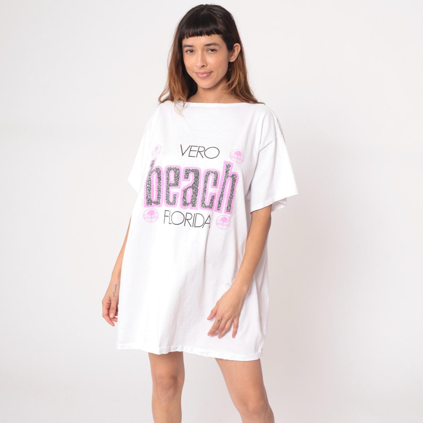 90s White House Vero Beach Florida Graphic T-Shirt Dress Cotton Large