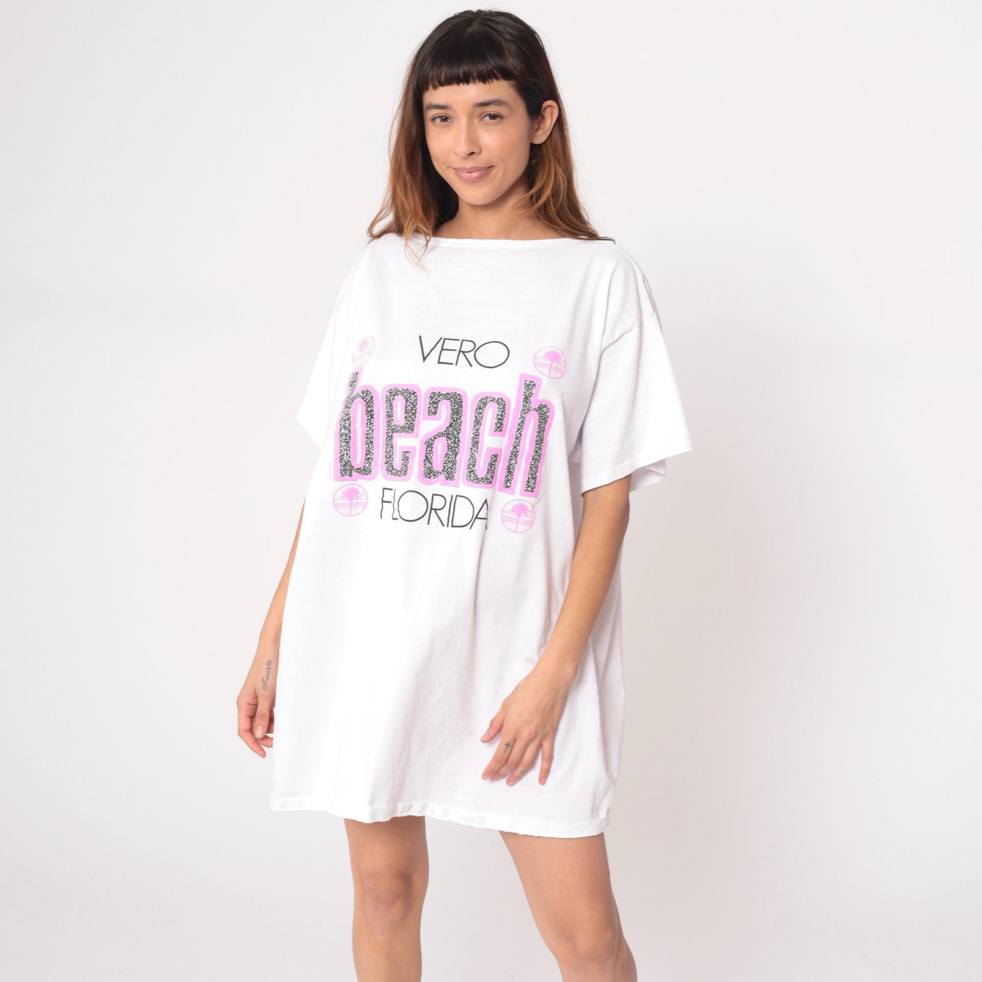 90s White House Vero Beach Florida Graphic T-Shirt Dress Cotton Large
