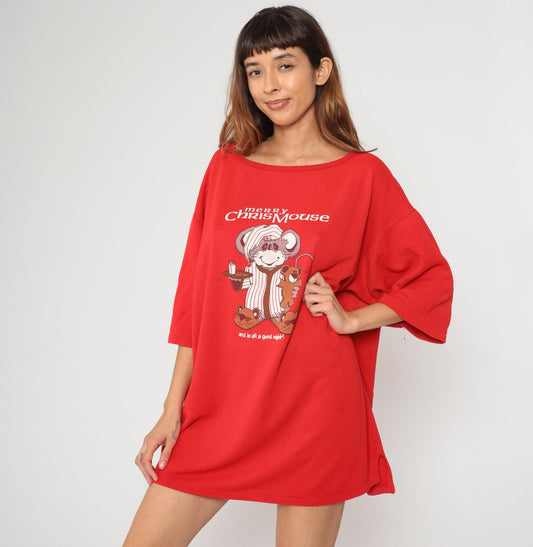 90s Heartland Good Stuff Chrismouse Red Nightgown Cotton Medium