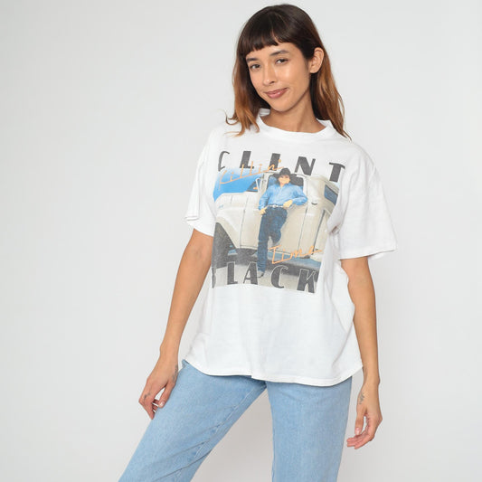 90s Clint Black Killin' Time Tour Concert Tee White Cotton Extra Large XL