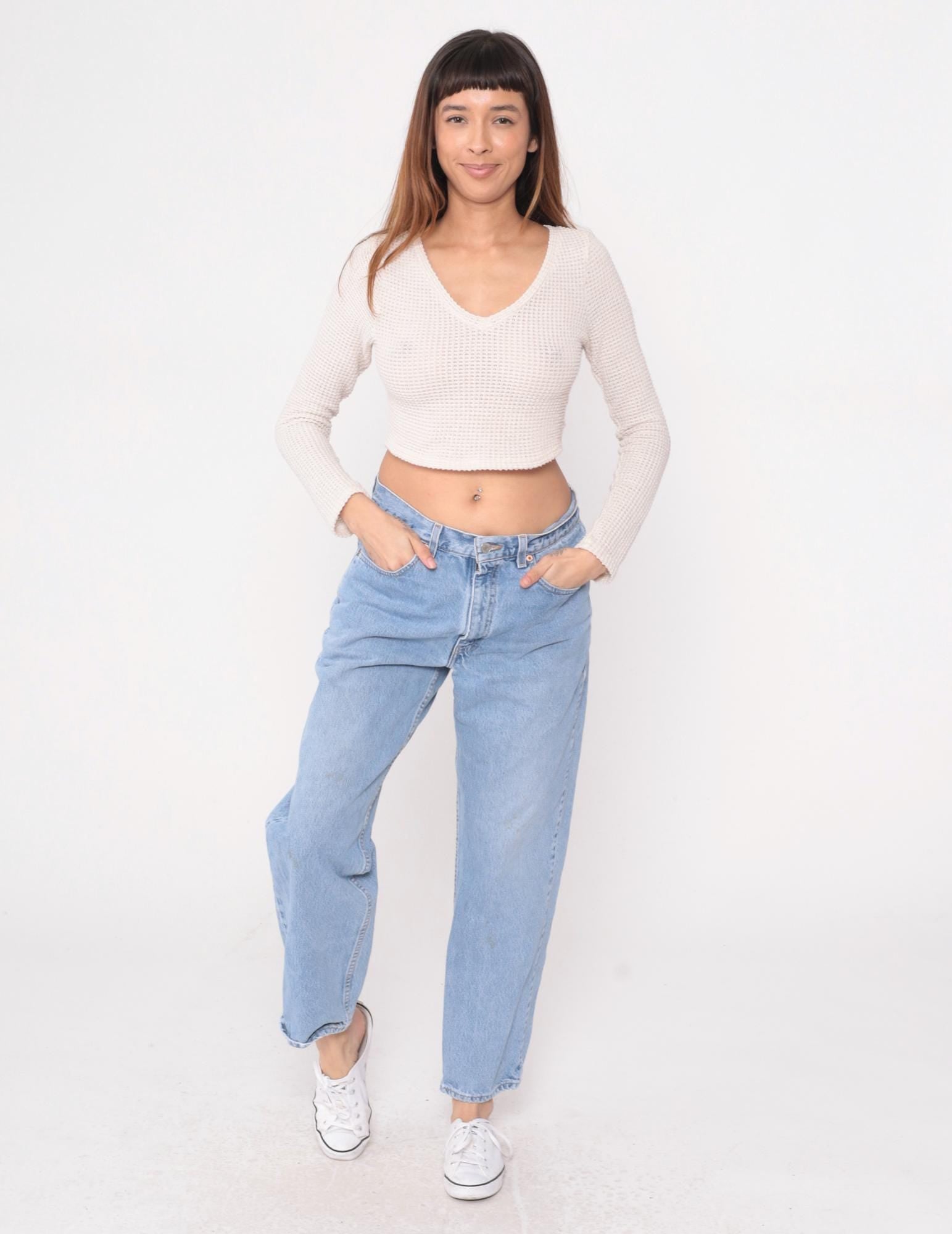 90s Levi's 550 Light Blue Denim Jeans Relaxed Fit Straight Leg 34x30