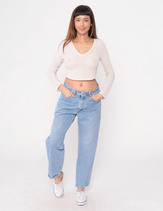 90s Levi's 550 Light Blue Denim Jeans Relaxed Fit Straight Leg 34x30