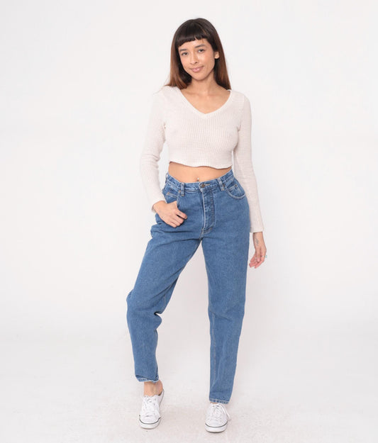 90s Gloria Vanderbilt High Waisted Straight Leg Jeans Medium Wash Blue Medium