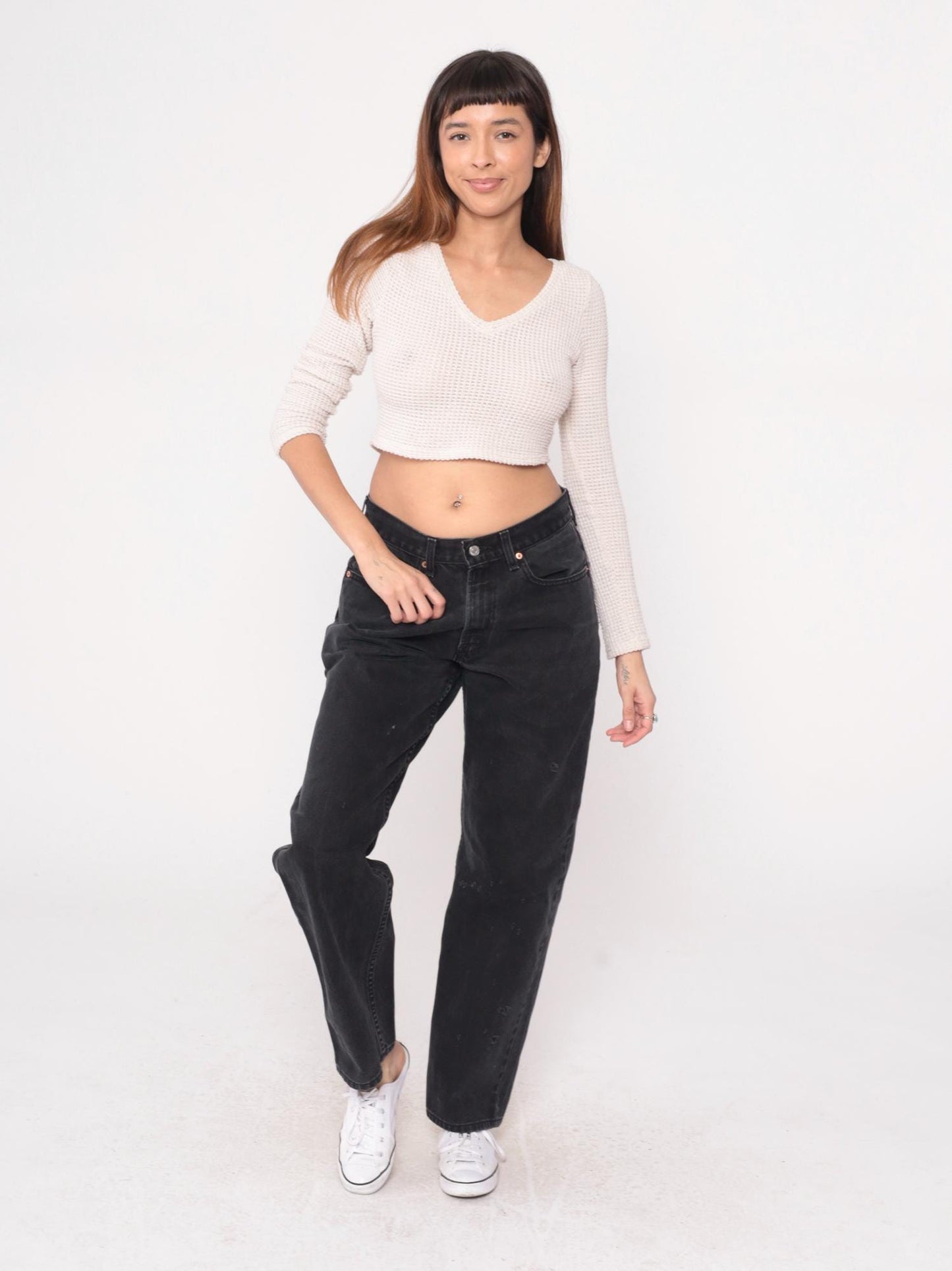 Y2K Levi's 550 Black Denim Jeans Straight Leg Cotton 32x32