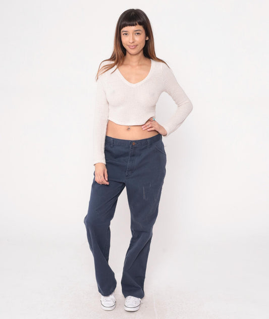90s Big Ben Navy Carpenter Work Pants Straight Leg High Rise Cotton Extra Large