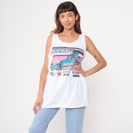 90s Gerry Durnall Super Comp Dragster Tank Top White Cotton Graphic XL