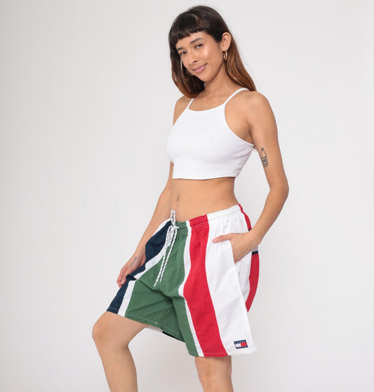 Tommy Hilfiger Y2K Colorblock Swim Shorts Navy Red Green White Extra Large XL