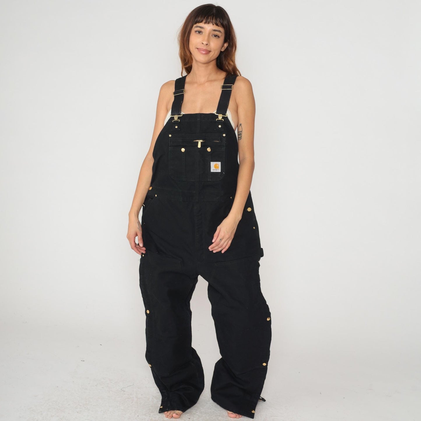 90s Carhartt Black Insulated Bib Overalls Double Knee Workwear Extra Large
