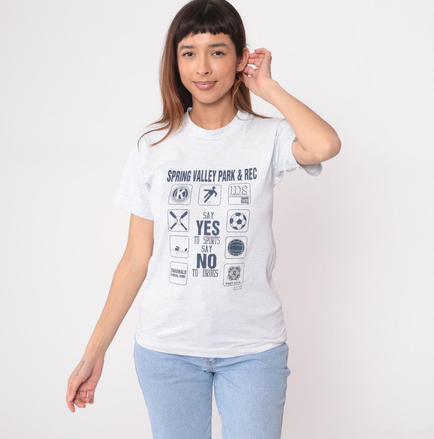 90s Say Yes To Sports Say No To Drugs Graphic Tee Spring Valley White XS