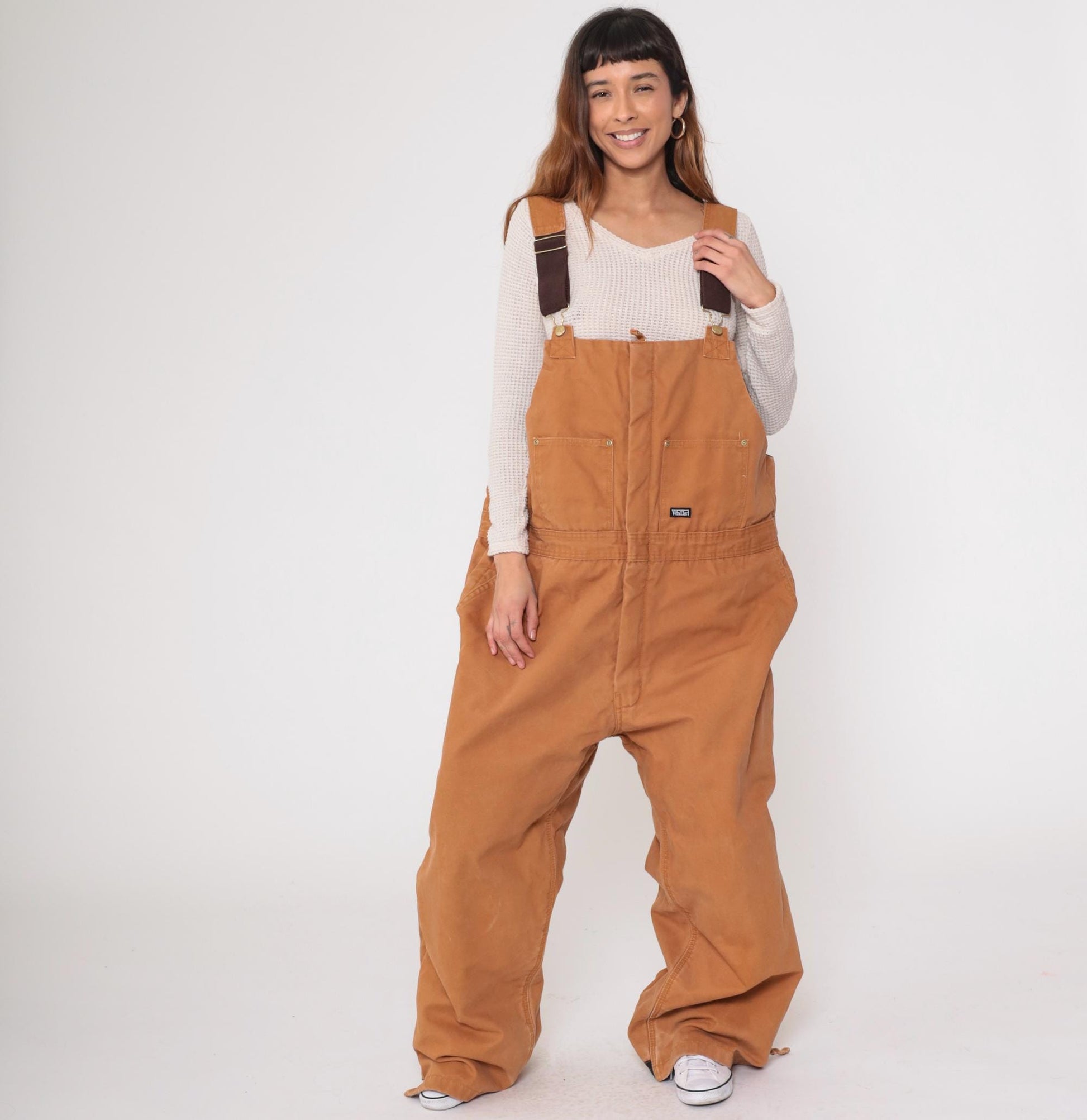 Y2K Walls Work Wear Tan Cargo Overalls XXL Adjustable Straps