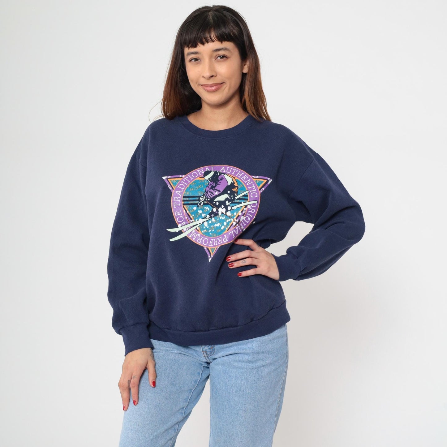 90s Park City Utah Ski Sweatshirt Navy Graphic Crewneck Medium M
