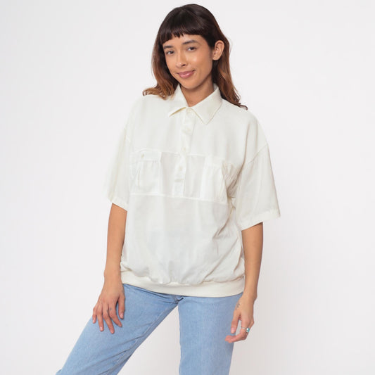 80s Classics by Palmland Cream Polo Shirt Cotton Short Sleeve Large L