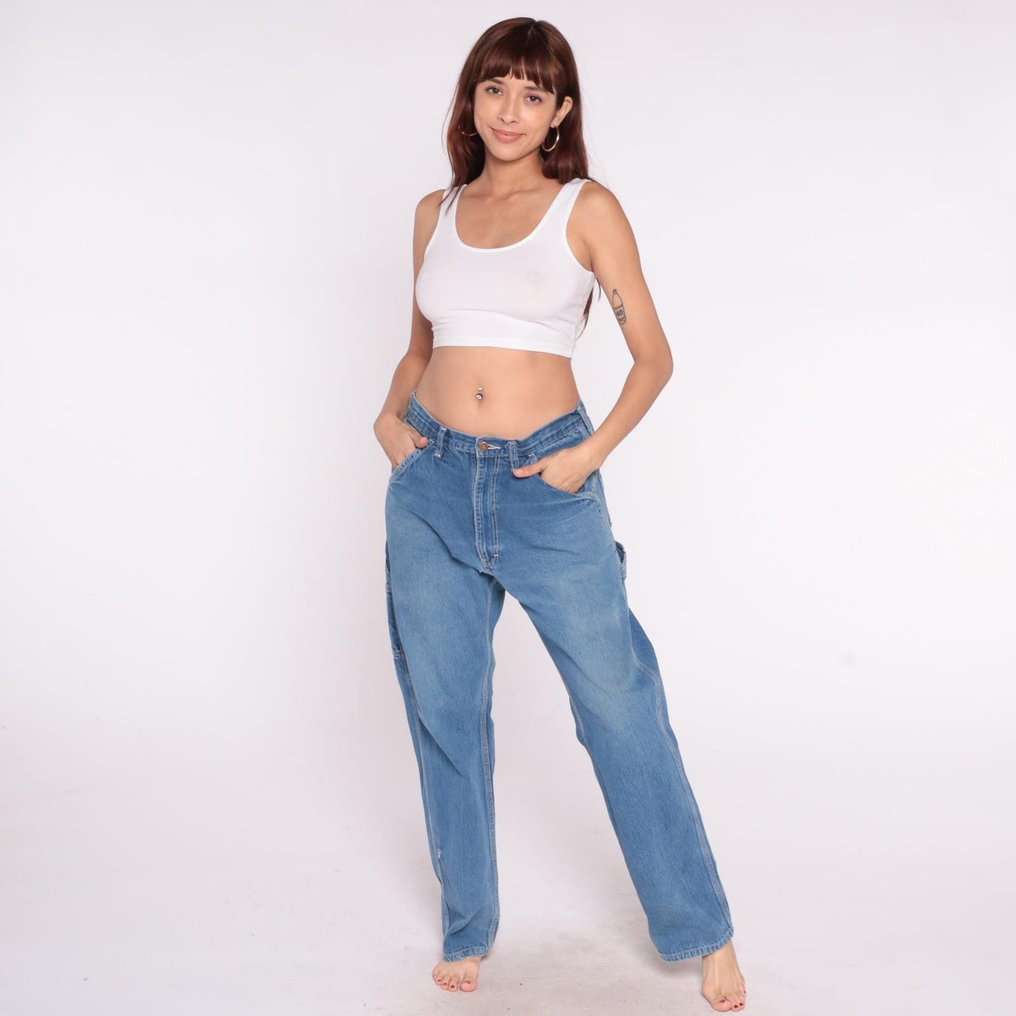 90s Reed Carpenter Jeans Blue Denim High Rise Straight Leg 33x32