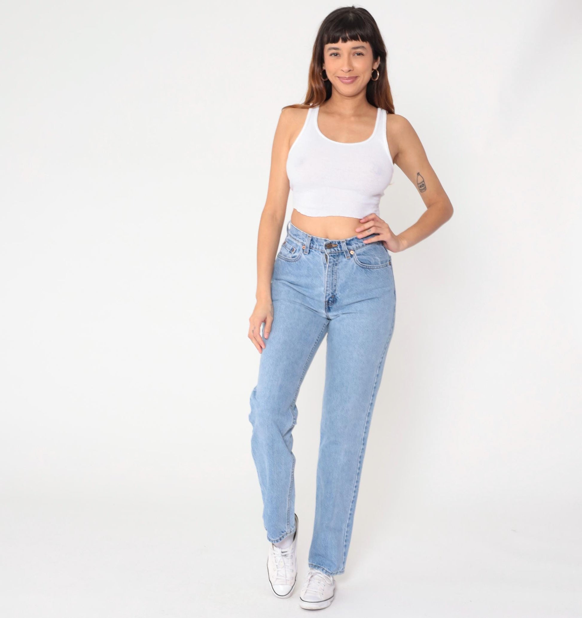 Levi's 521 90s Light Wash High Waisted Straight Leg Jeans Medium