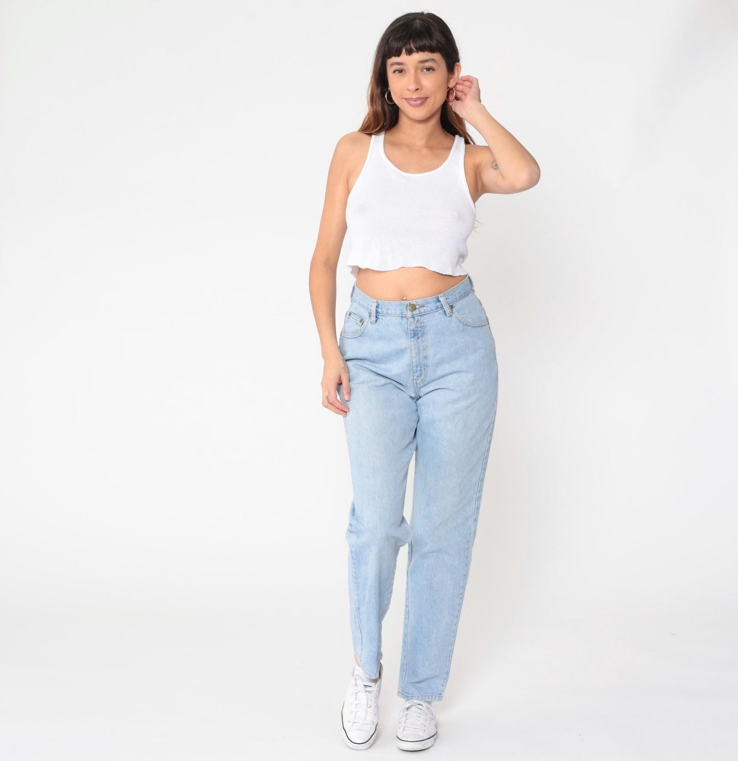 90s Light Blue High-Waisted Straight Leg Jeans Cotton Denim Medium