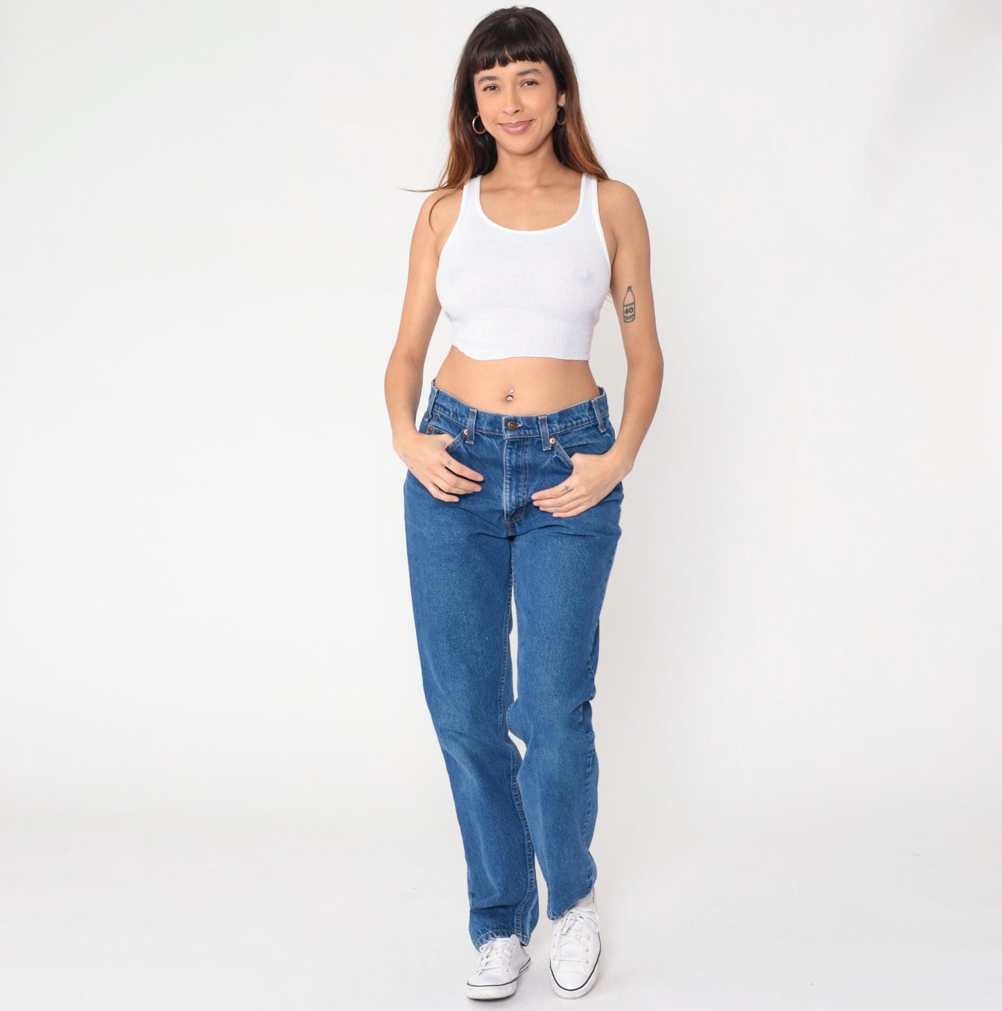 90s Levi's Medium Blue Denim High Waist Straight Leg Jeans W34 L34
