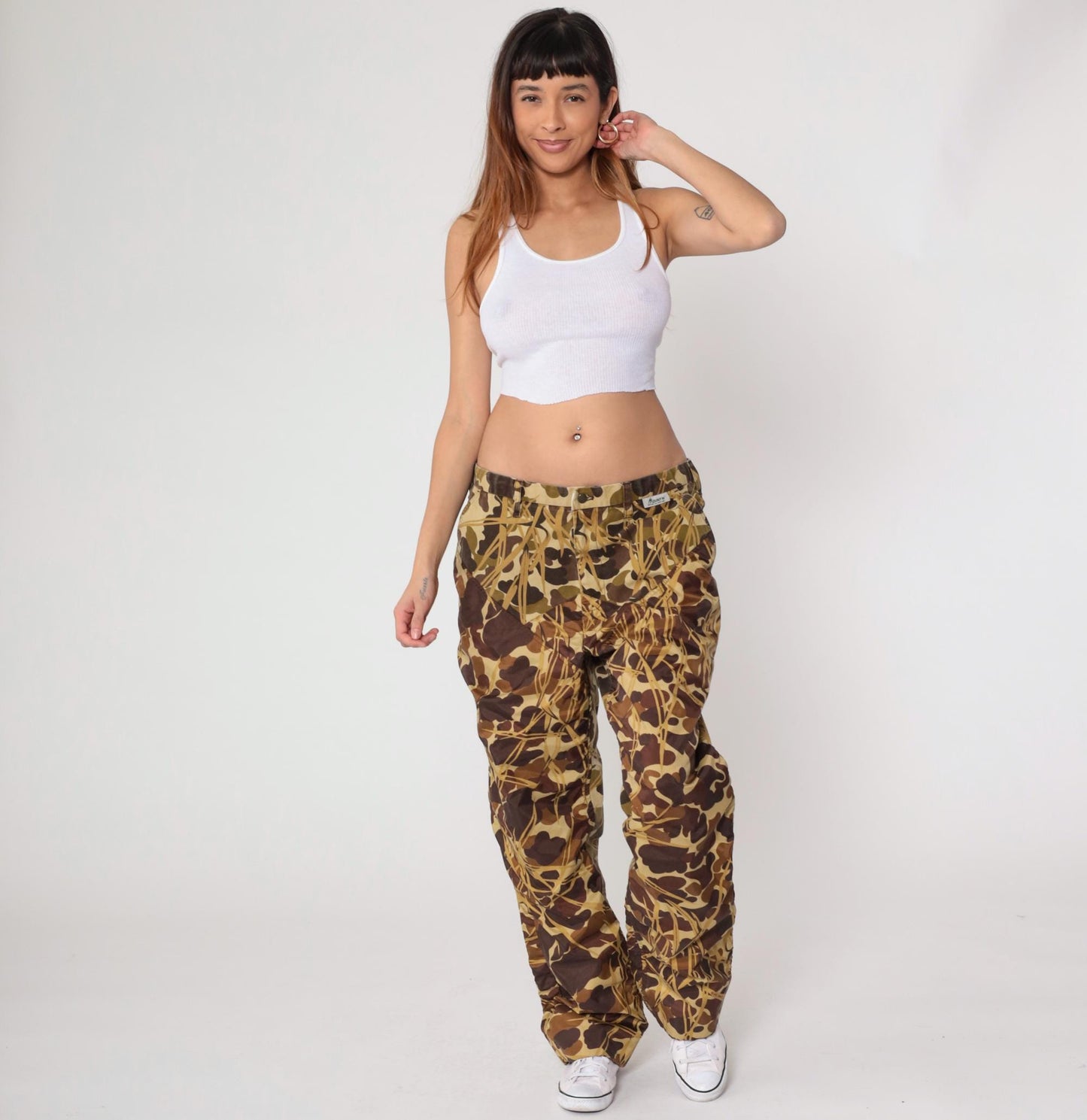 Y2K Mount'n Prairie Camo Pants Straight Leg Reed Print Brown Tan 38