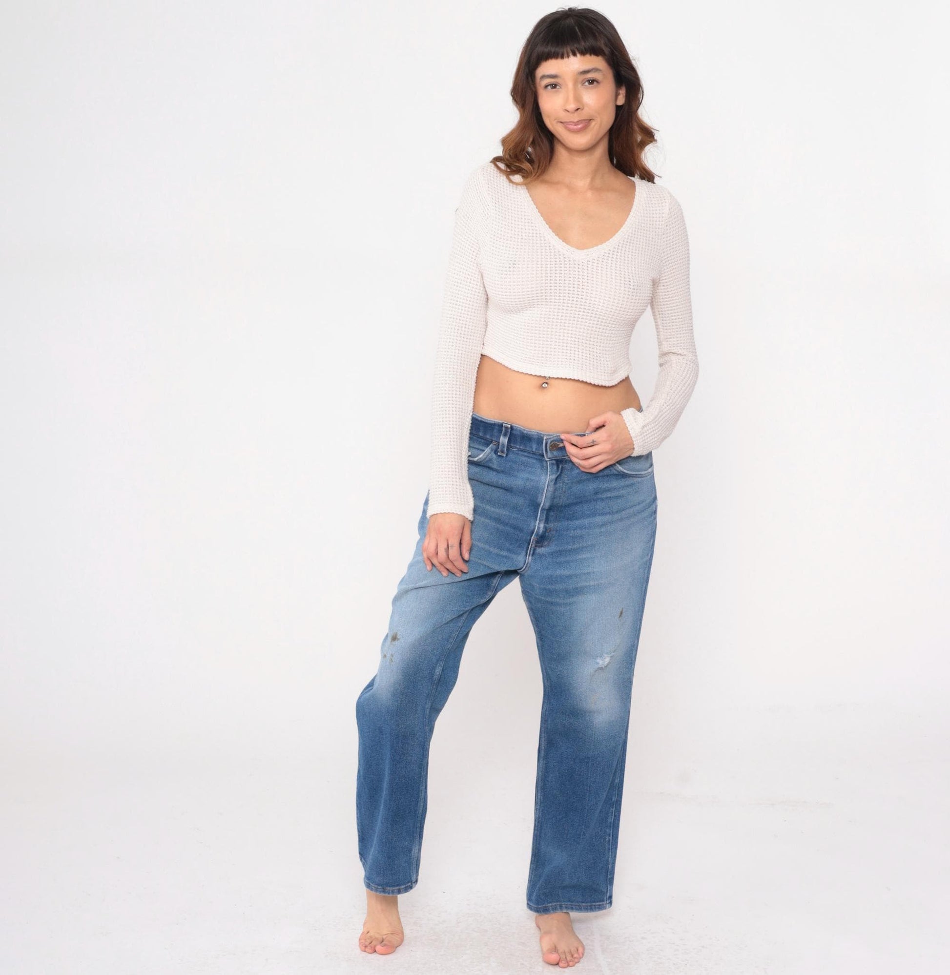 80s Levi's Distressed Straight Leg Jeans Medium Blue Denim XXL