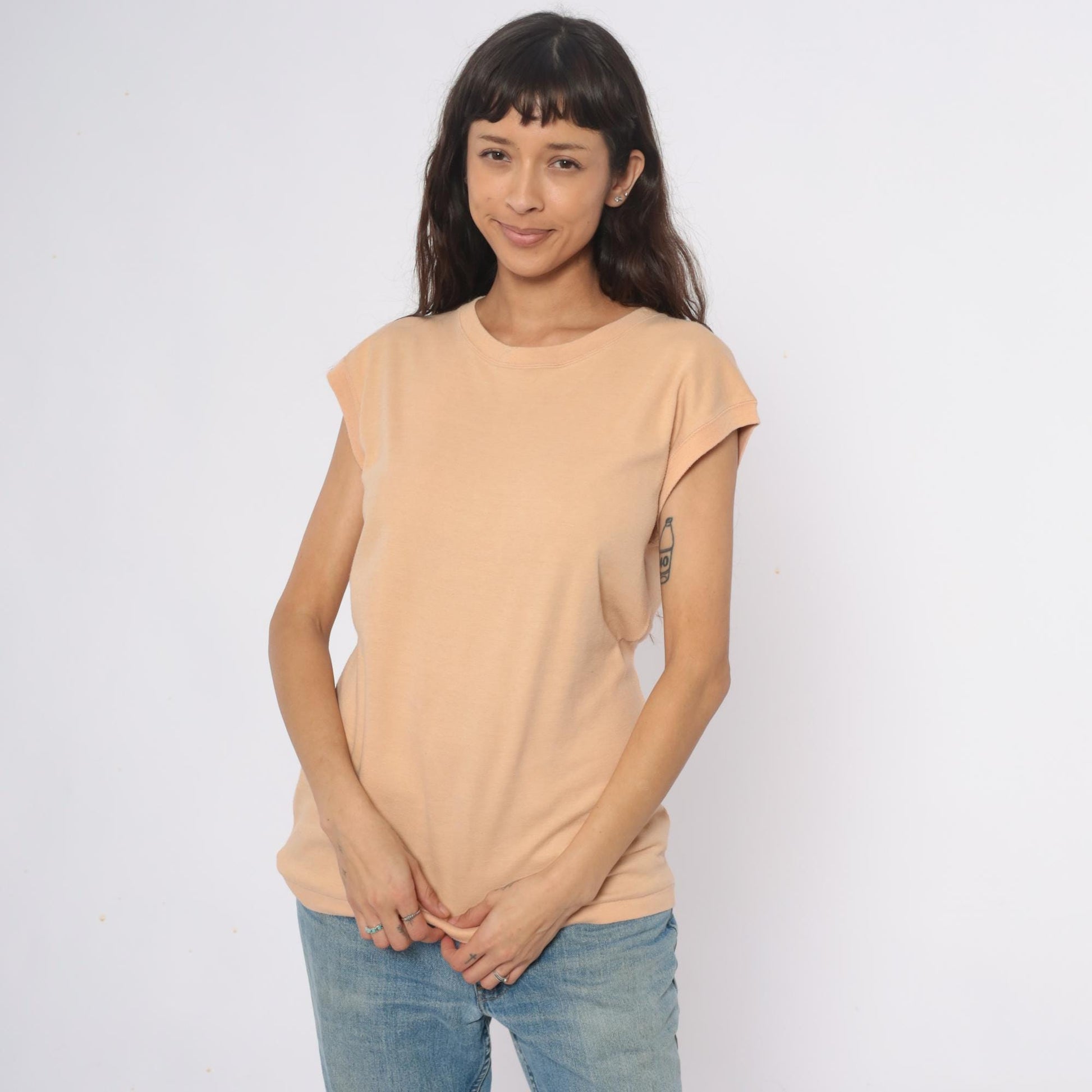 90s Coronet Casuals Tan Cap Sleeve T-Shirt Crew Neck Extra Large XL