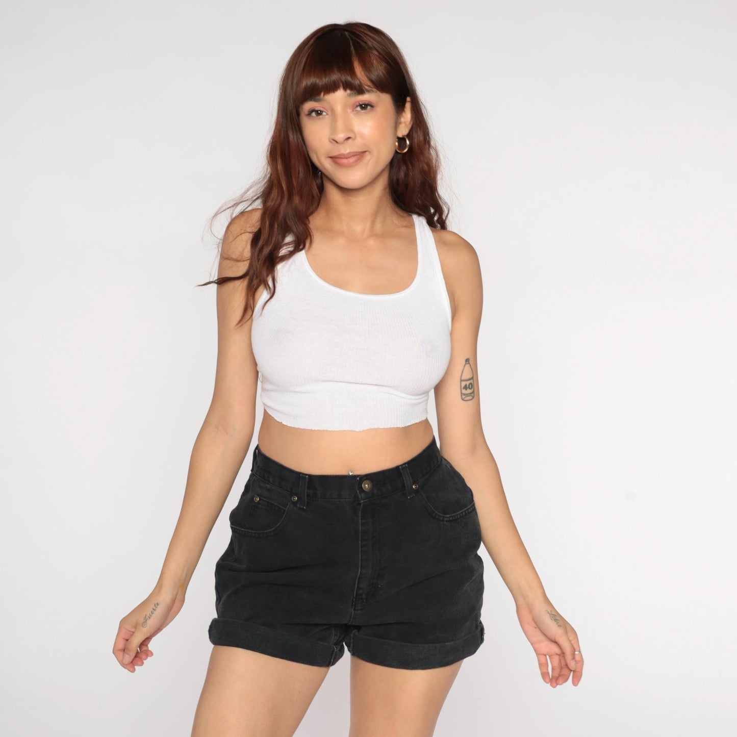 90s Liz Claiborne Black Denim Shorts High Waist Rolled Cuff Medium