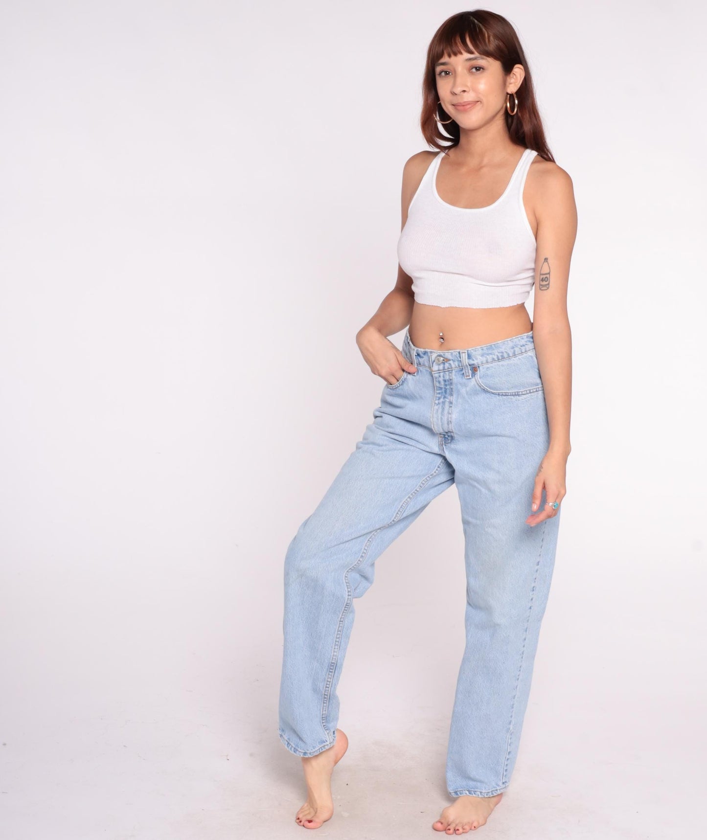 90s Levi's 550 Light Wash High Rise Mom Jeans Straight Leg 34x32