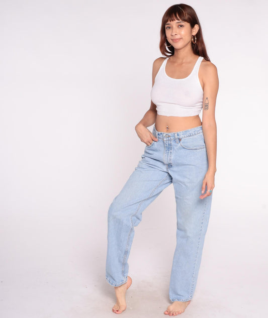 90s Levi's 550 Light Wash High Rise Mom Jeans Straight Leg 34x32