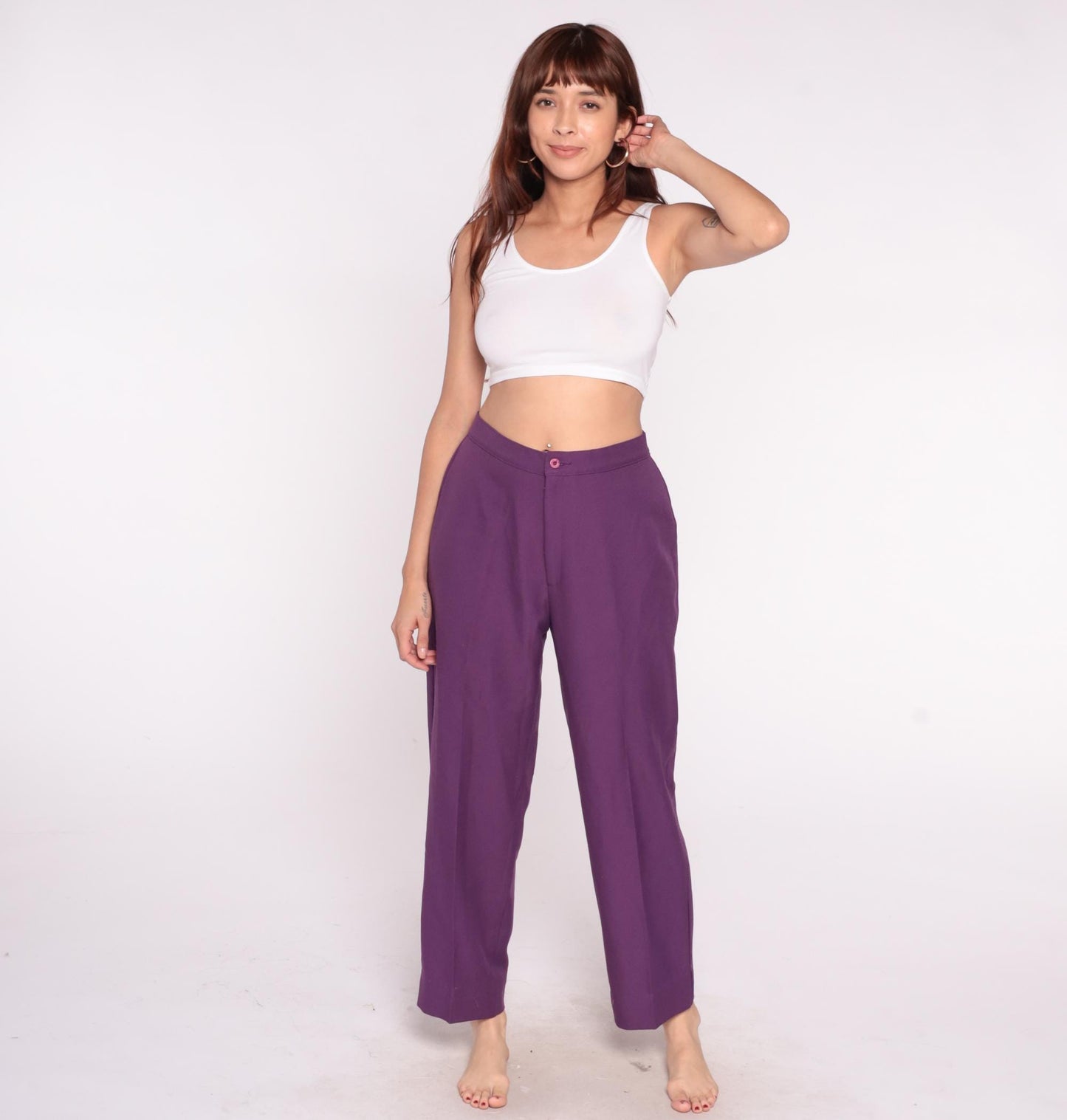 70s Levi's Bend Over Purple High Waisted Trousers Straight Leg Medium M