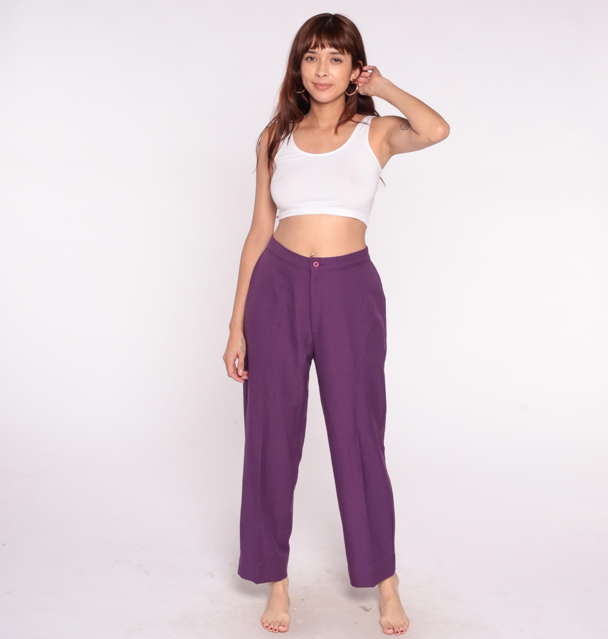 70s Levi's Bend Over Purple High Waisted Trousers Straight Leg Medium M