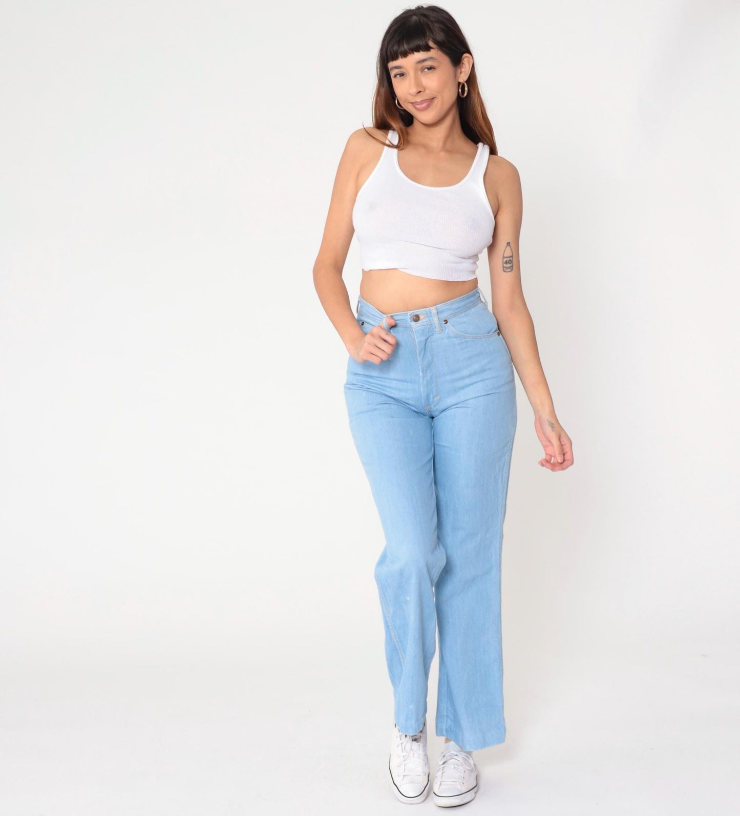 80s Funny Girl Light Wash High-Waisted Straight Leg Jeans Small S