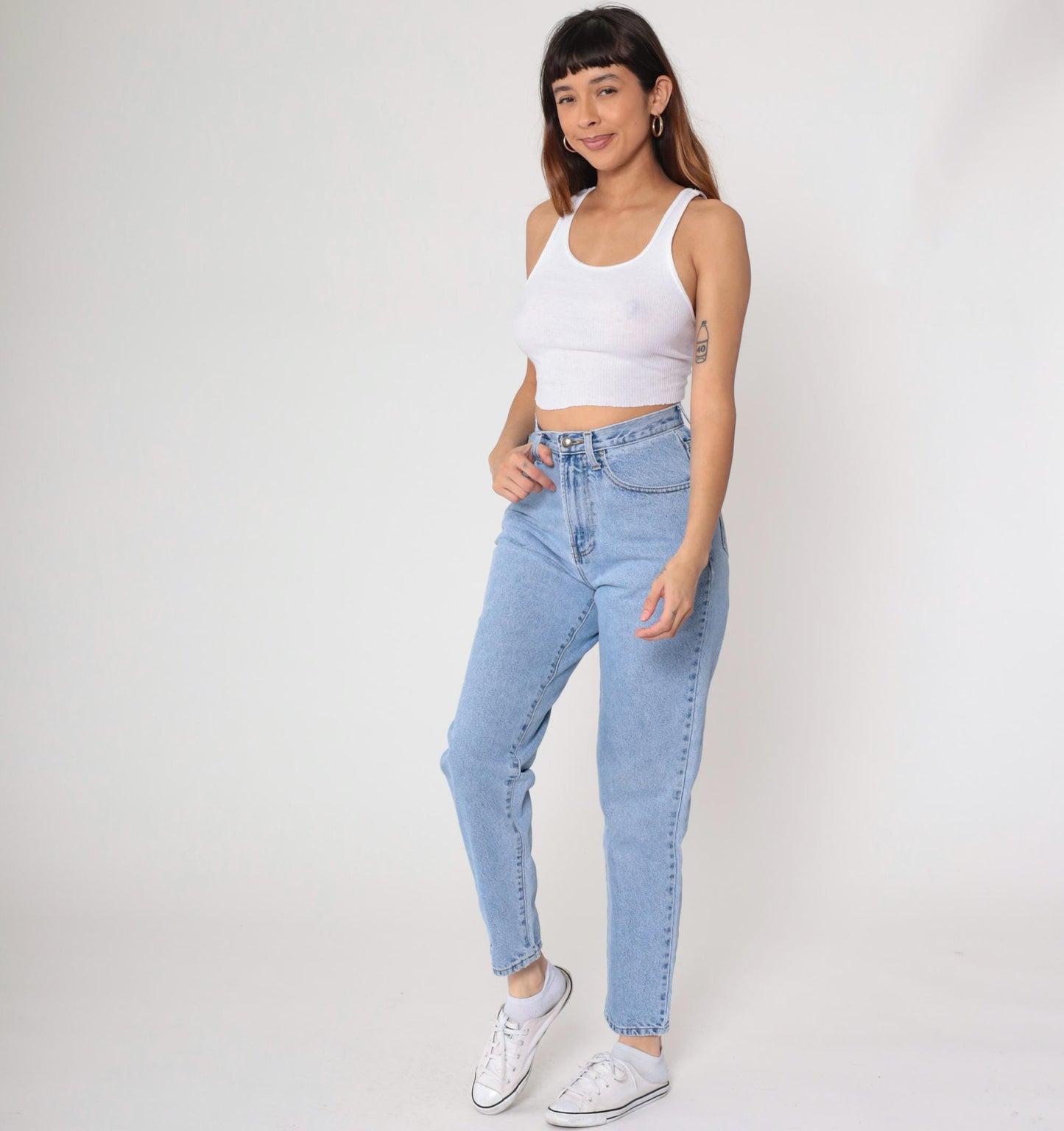 90s Faconnable Goldberg Light Wash High Rise Mom Jeans Tapered Ankle Small