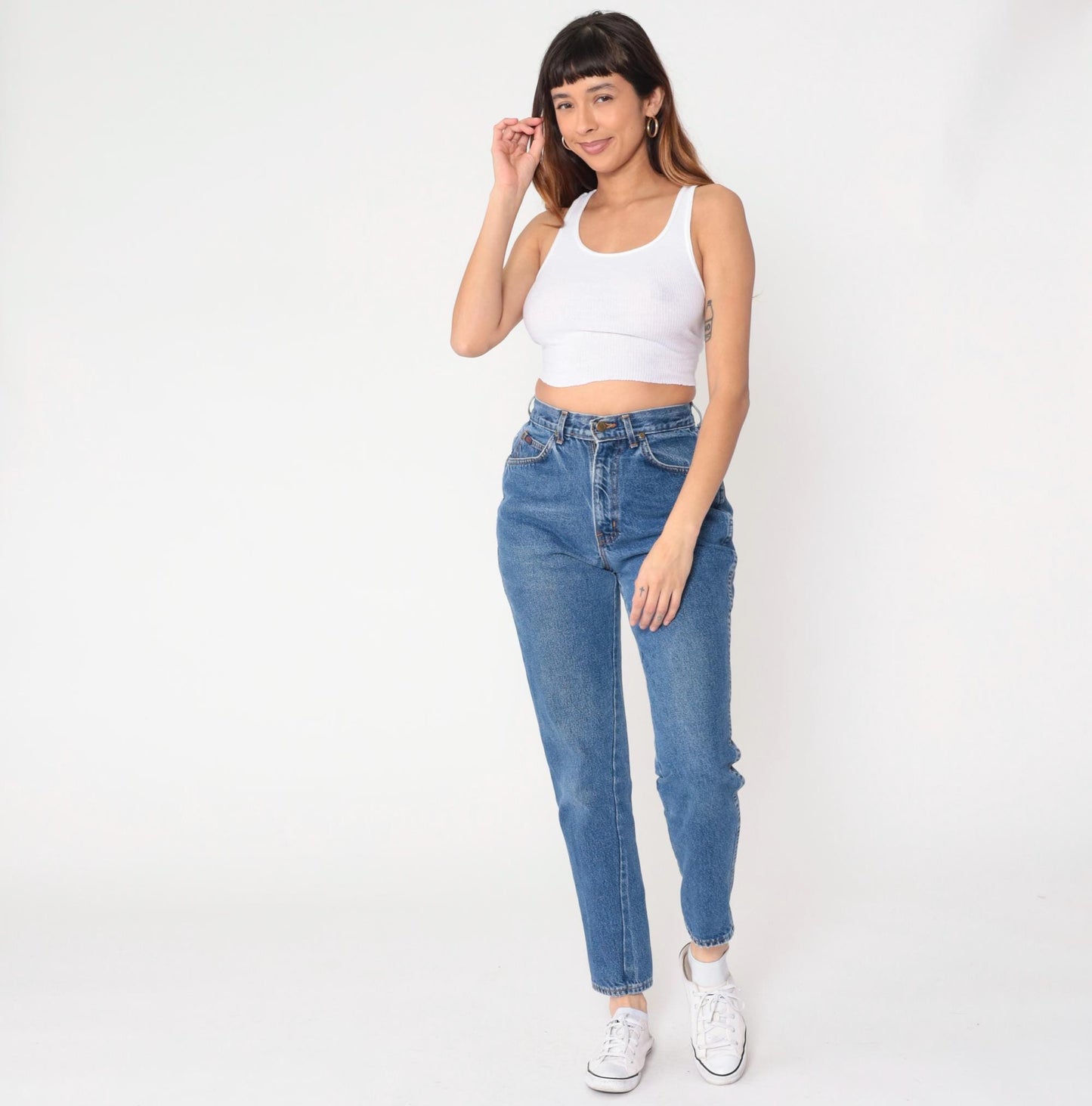 90s Chic High-Waisted Straight Leg Jeans Medium Blue Denim Medium M
