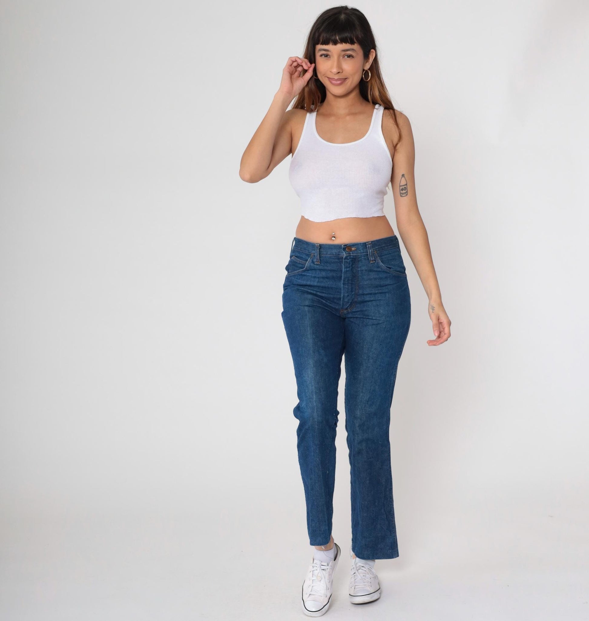 80s Wrangler High Waist Straight Leg Jeans Blue Medium Wash Large L