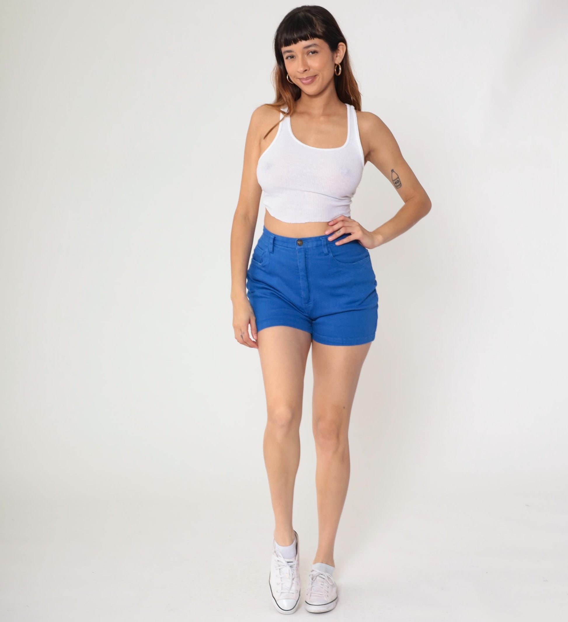 90s Exp Jeans Royal Blue High-Waisted Denim Shorts Small S
