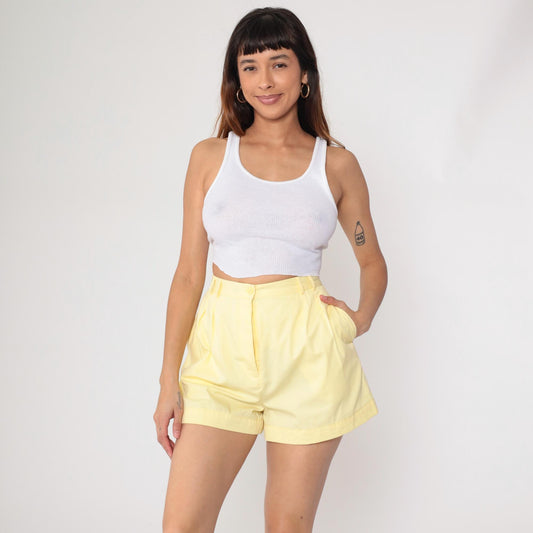 80s Connections Tropical Floral Shorts Yellow High Waisted Small