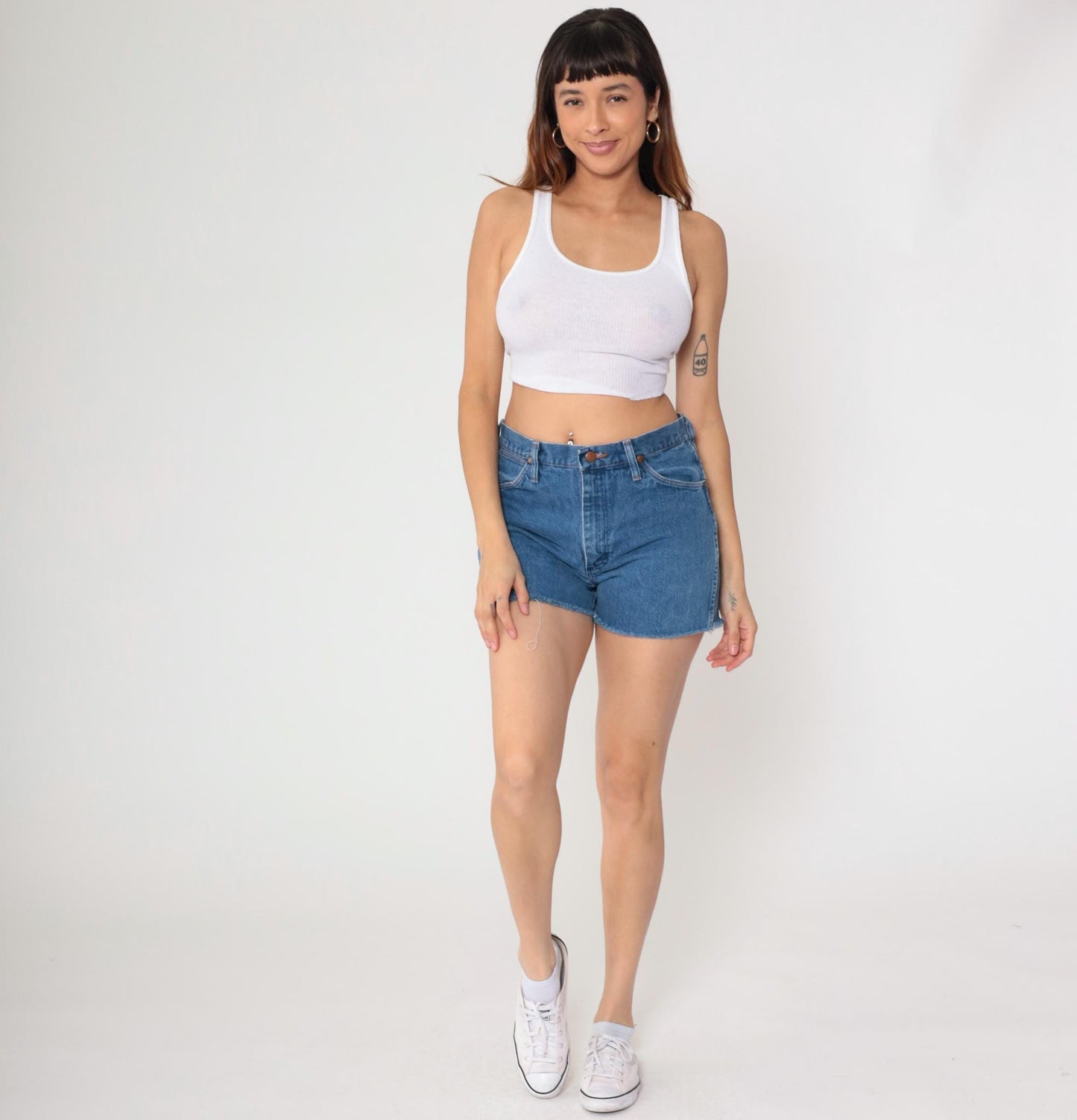 Wrangler 90s High Waisted Denim Cutoff Shorts Light Wash Cotton Large L