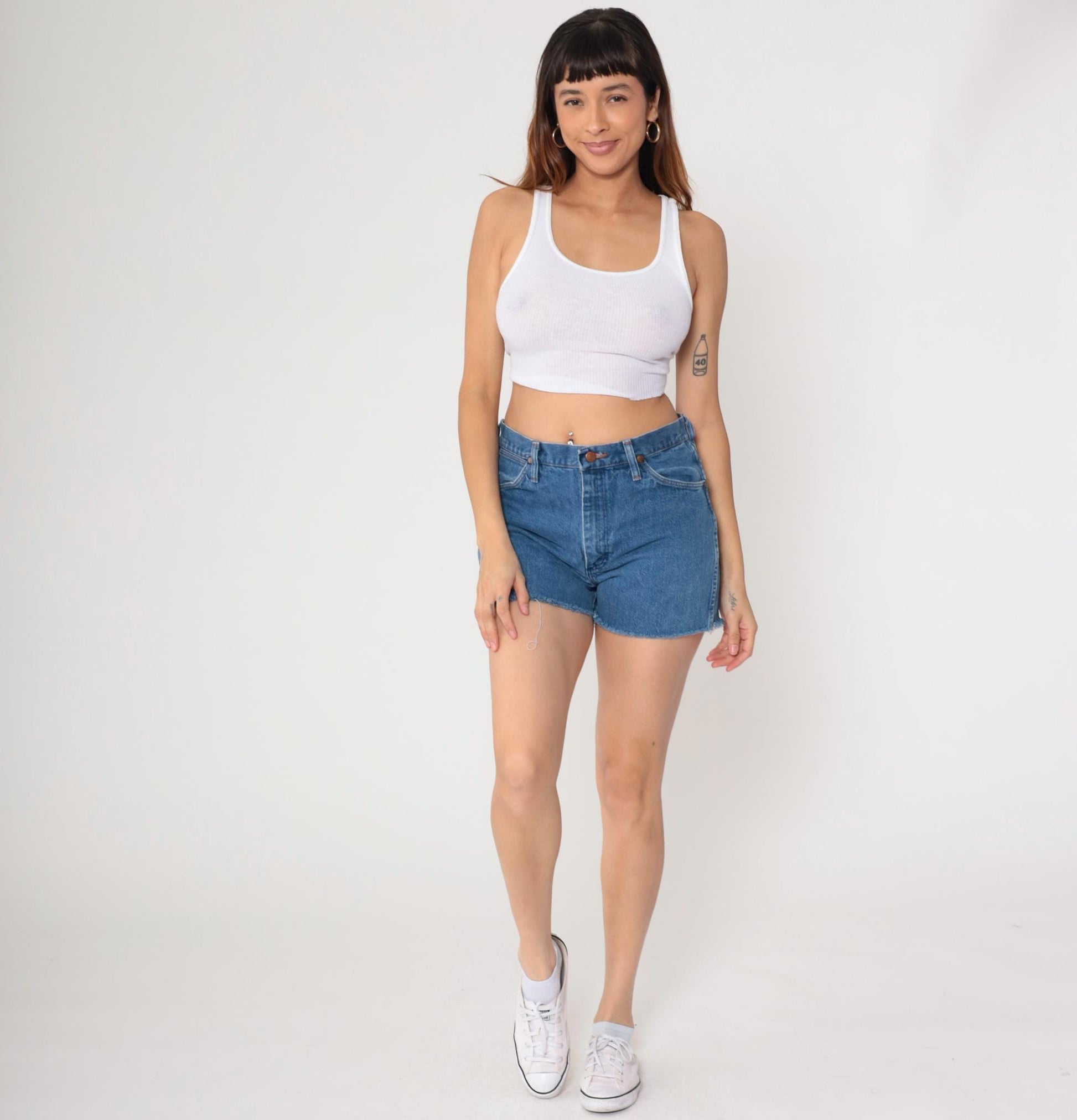 Wrangler 90s High Waisted Denim Cutoff Shorts Light Wash Cotton Large L