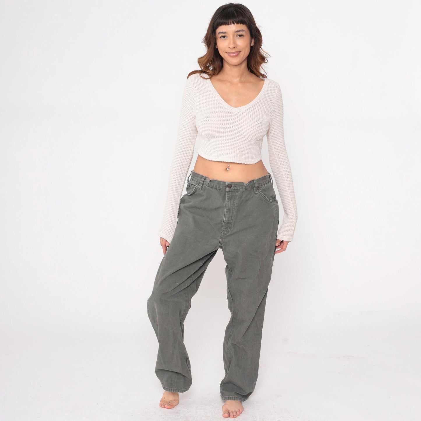 90s Dickies Carpenter Pants Grey Utility Workwear 38x32