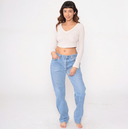 90s Levi's Light Wash High Waist Straight Leg Jeans Cotton Denim W34 L34